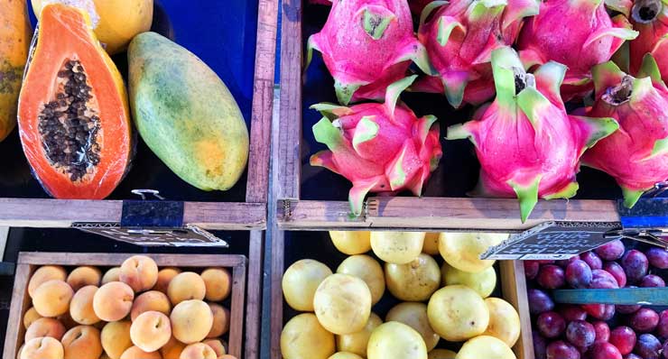 Beautiful summer fruit at the organic farmers market